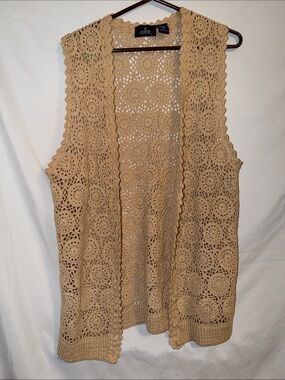 OBR Crochet Openfront Vest in Beige